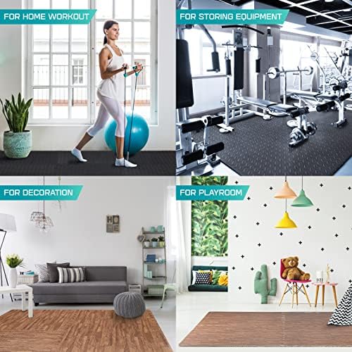 Yes4All 24SQFT-120SQFT Puzzle Exercise Mat for Home Gym, EVA Interlocking Foam Floor Tiles with Border for Workout Equipment