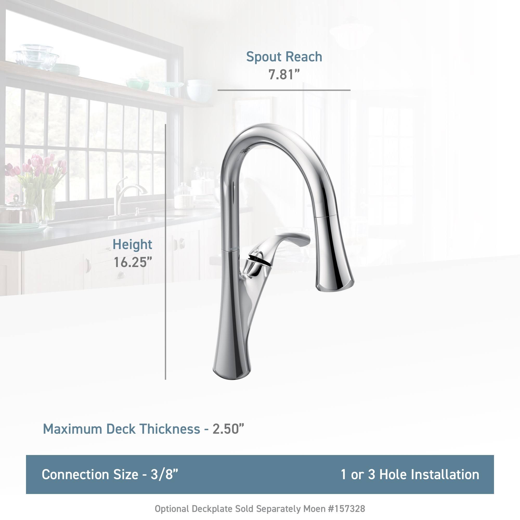 Moen 9124SRS Notch One-Handle High Arc Pulldown Kitchen Faucet Spot Resist Stainless