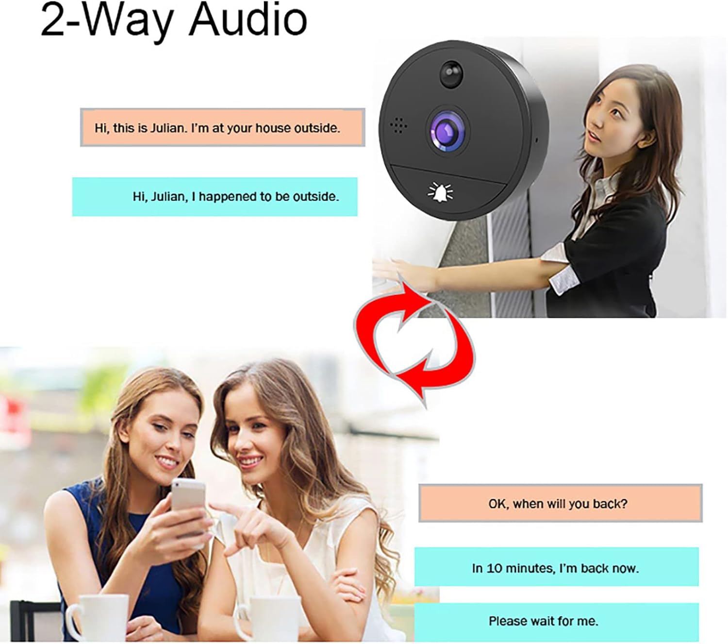 VIDEW 1080P WiFi Video Doorbell Peephole Camera Home Door Viewer 4.3 Inch Wide Angle Motion Detection Tuya Smart APP Remote Control for Apartment