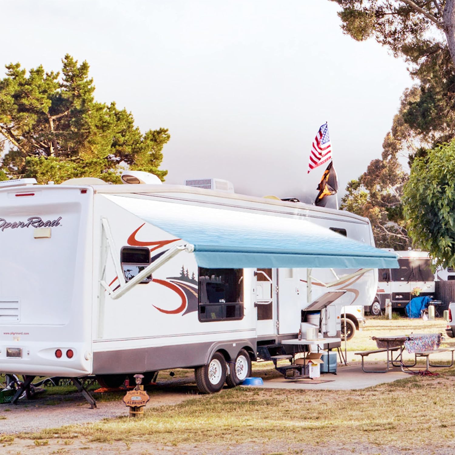 Awnlux White Motorized Modular Retractable RV Awning Full Set Assemblies for RV, 5th Wheel, Travel Trailers, Toy Haulers, and Motorhome