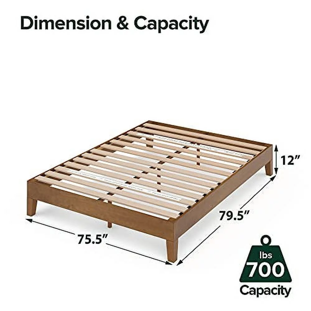 ZINUS Alexis Deluxe Wood Platform Bed Frame / Solid Wood Foundation / No Box Spring Needed / Wood Slat Support / Easy Assembly, Rustic Pine, King