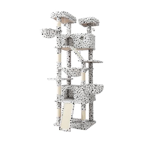 SHA CERLIN 81in Multi-Level Tall Cat Tree Tower for Indoor Kitties/Larger Cat Condo Furniture with Hammock/Cozy Pussycat Perches/Sisal Scratching