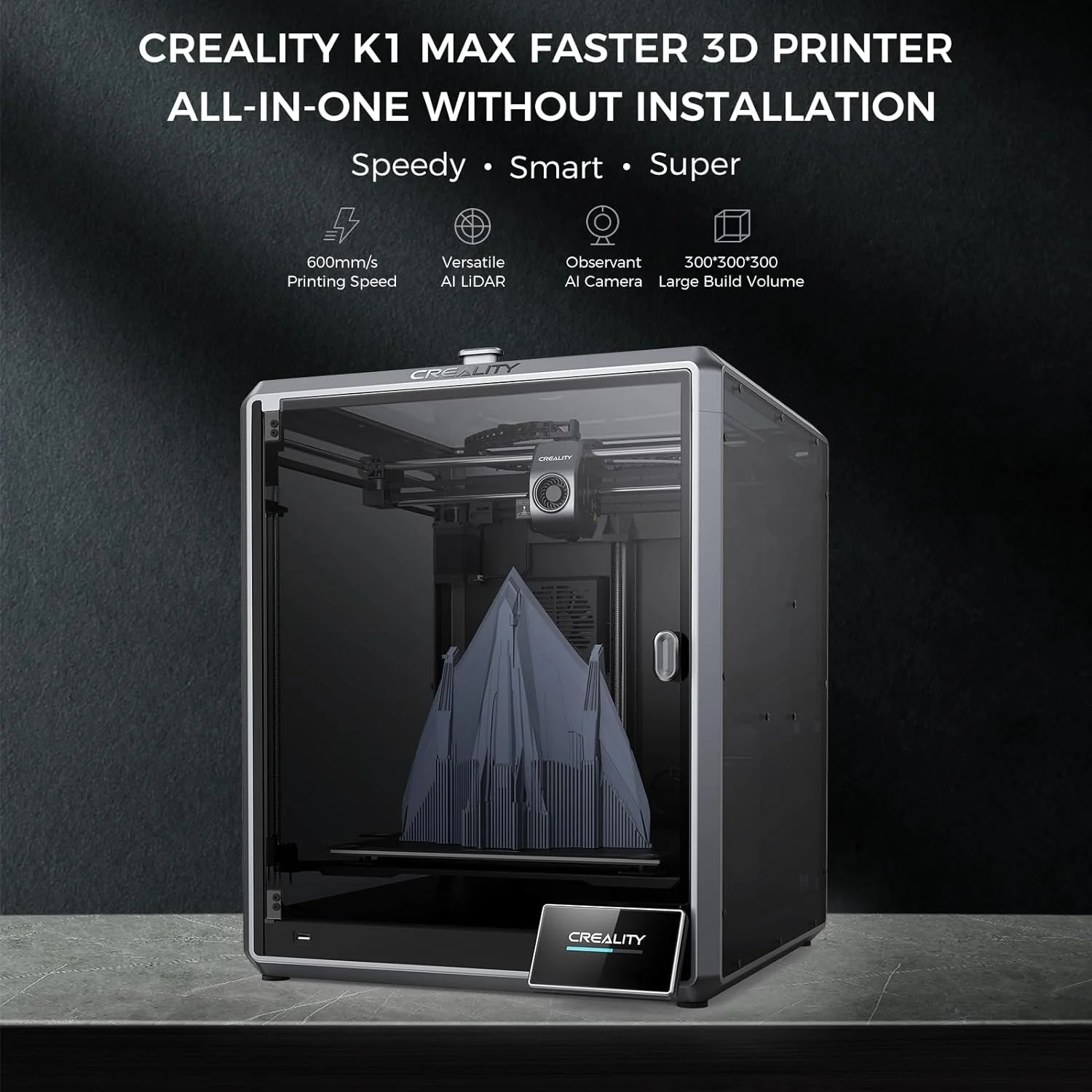 Creality K1 Series 3D Printers K1 Max/K1C/K1 600mm/s High Speed FDM 3D Printer Support 300℃ Printing Suit for ABS/PLA/PETG/PET/TPU/PA/ABS/ASA/PC/