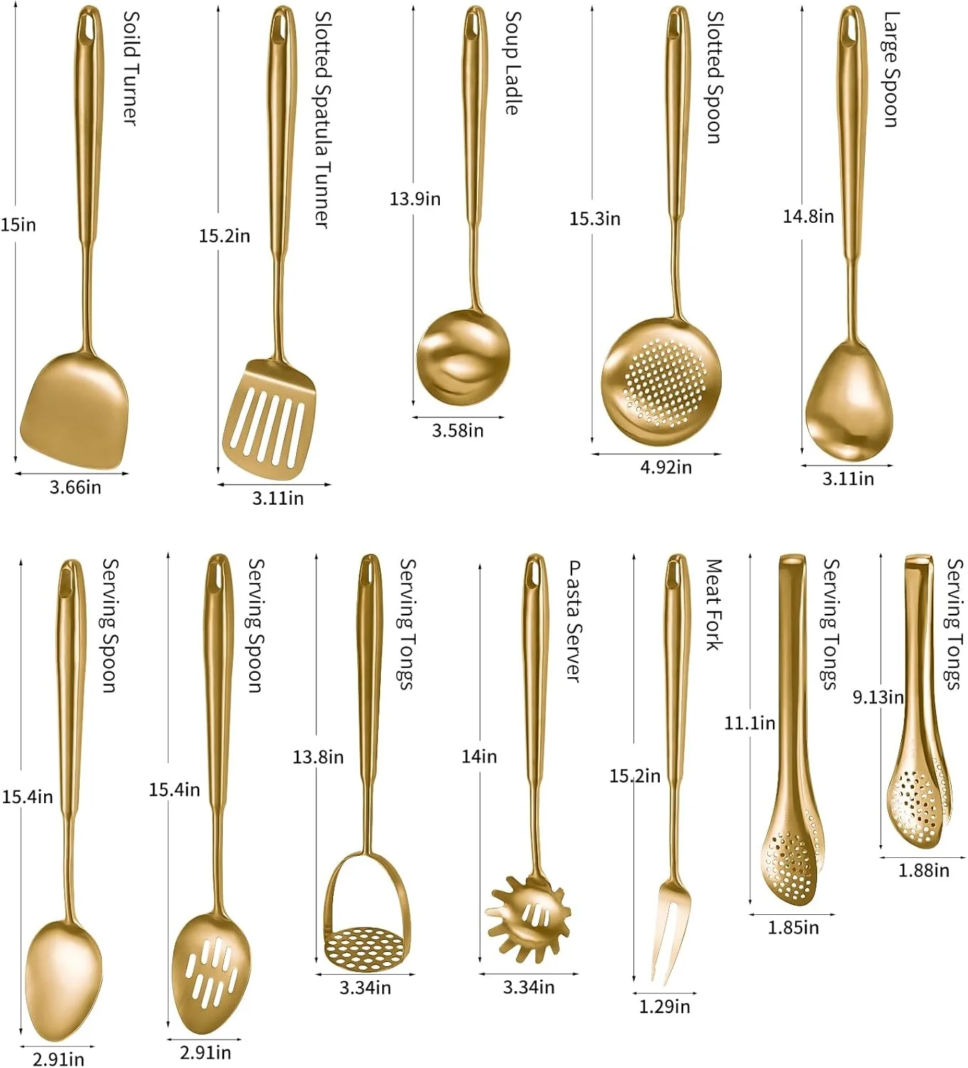 304 Stainless Steel Cooking Utensils,6 Pcs Kitchen Cooking Utensils Set with Spatula, Solid Spoon, Ladle, Skimmer, Spaghetti Spoon