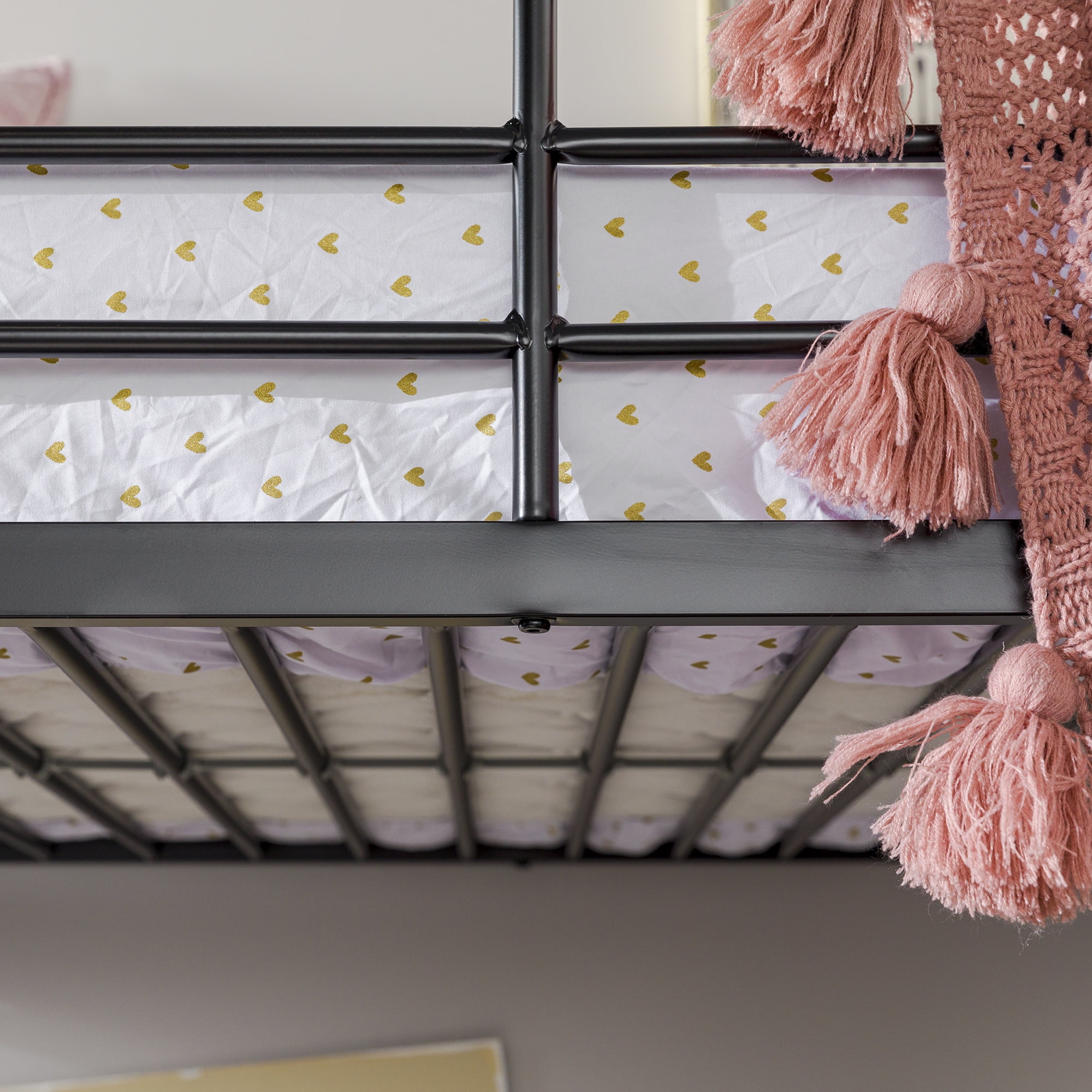 Walker Edison Premium Traditional Twin Metal Loft Bed, Black