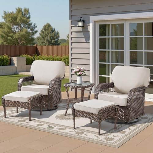 7 Pieces Outdoor Furniture Set with Swivel Chairs