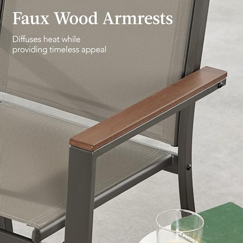 Best Choice Products 4-Piece Outdoor Textilene Patio Conversation Set, Backyard Furniture w/Loveseat, Coffee Table, Steel Frame - Taupe/Charcoal