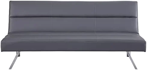 GEROBOOM Faux Leather Futon Couch  Modern Convertible Folding Sofa Bed Couch Futon Sofa Bed with Chrome Legs  Reclining Mini Couch  Leather Futon