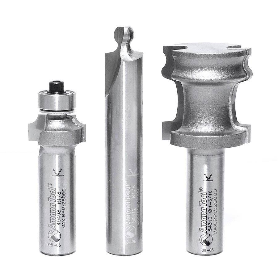 Amana Tool 54314 3-Piece Carbide Tipped Tambour Door / Appliance Garage Door 1/2 inch SHK Router Bit Set