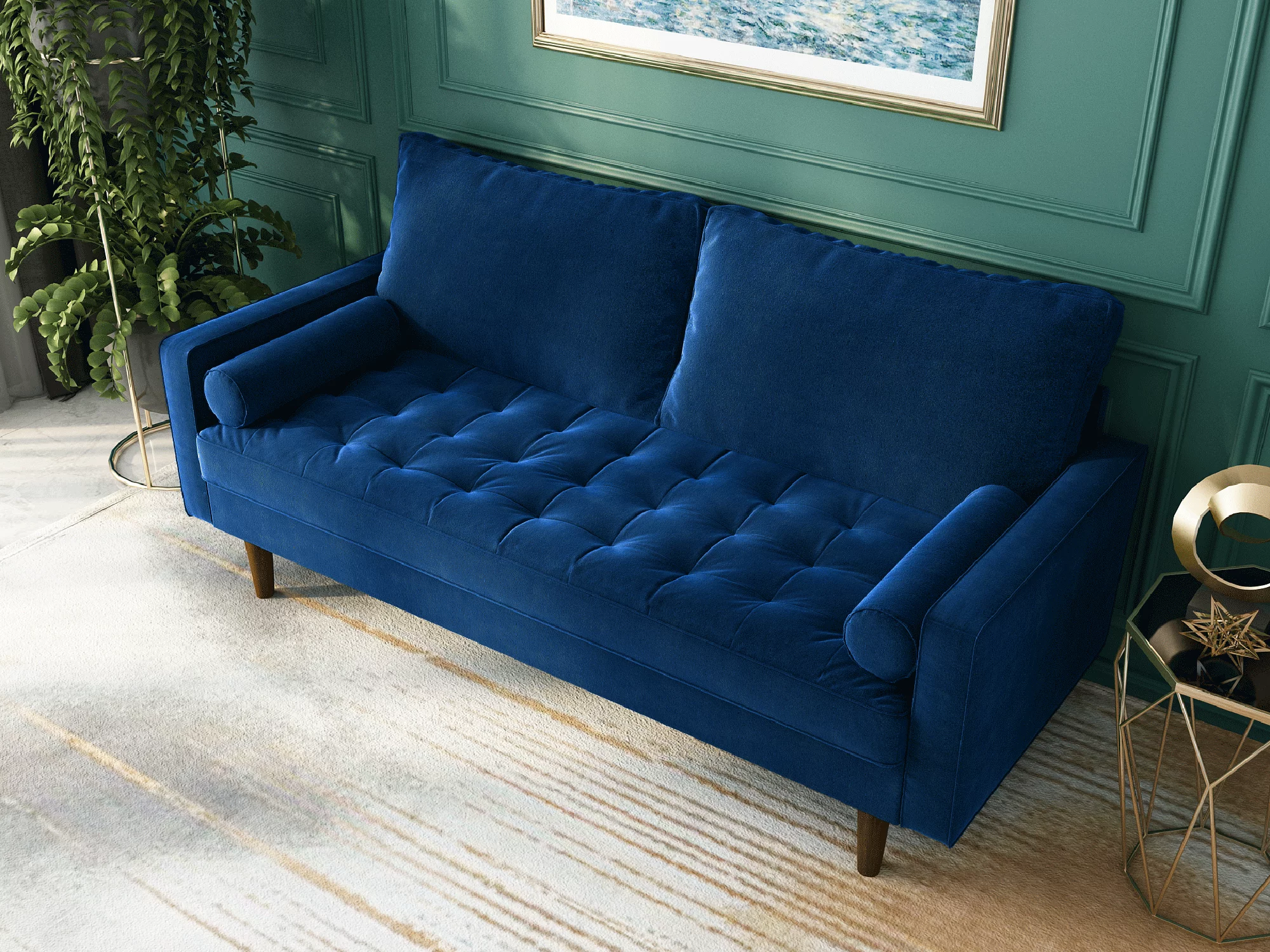 Koby Home Sleeper Sofa Sectional Couch 70" Sofas Couches for Living Room Space Blue