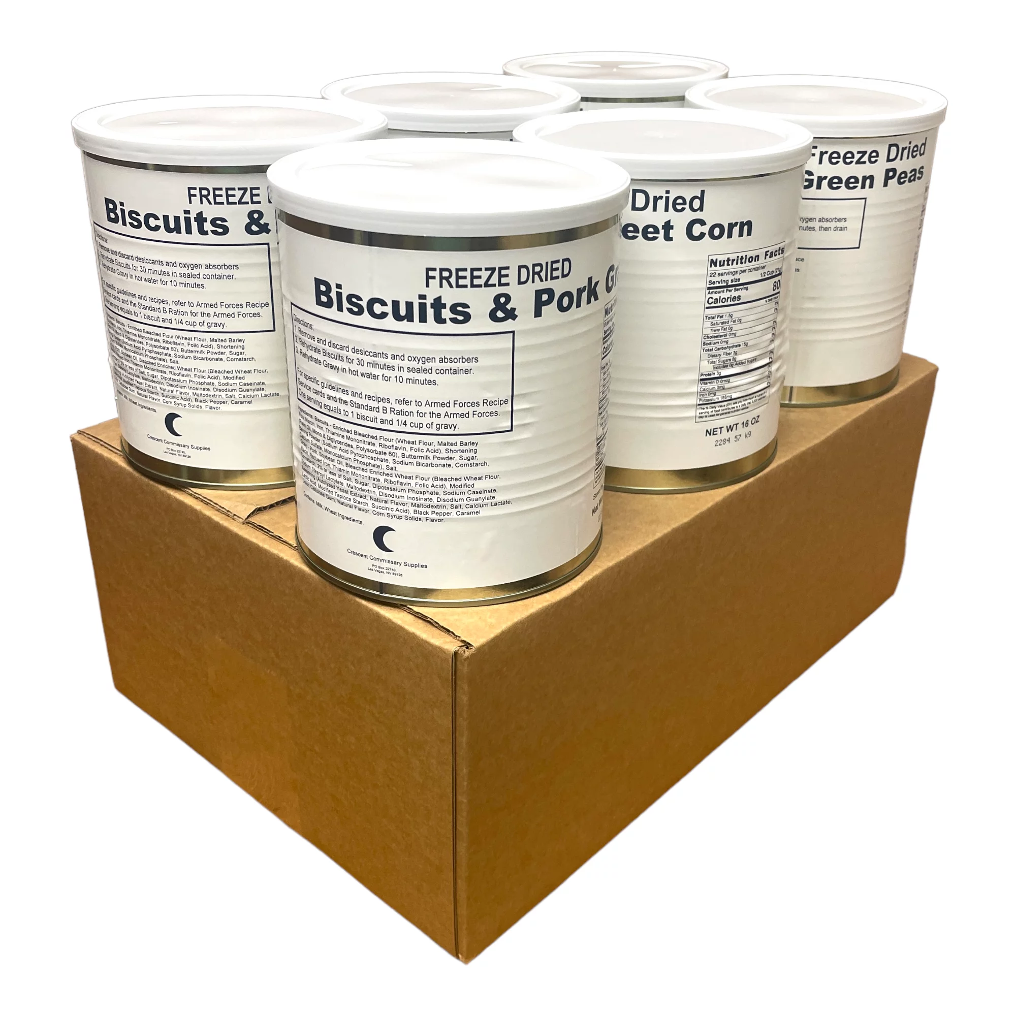 Military Surplus Freeze Dried Holiday Variety Long Term Food Storage and Emergency Preparedness Kits |Survival & Emergency Food | 6 Cans Per Case (2