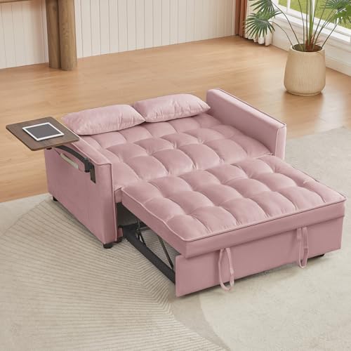68.11" Corduroy Sleeper Chair Bed with USB Port, Cup Holders & Side Storage Pockets – 3-in-1 Foldable Sofa Bed for Guest Room, Living Room – White