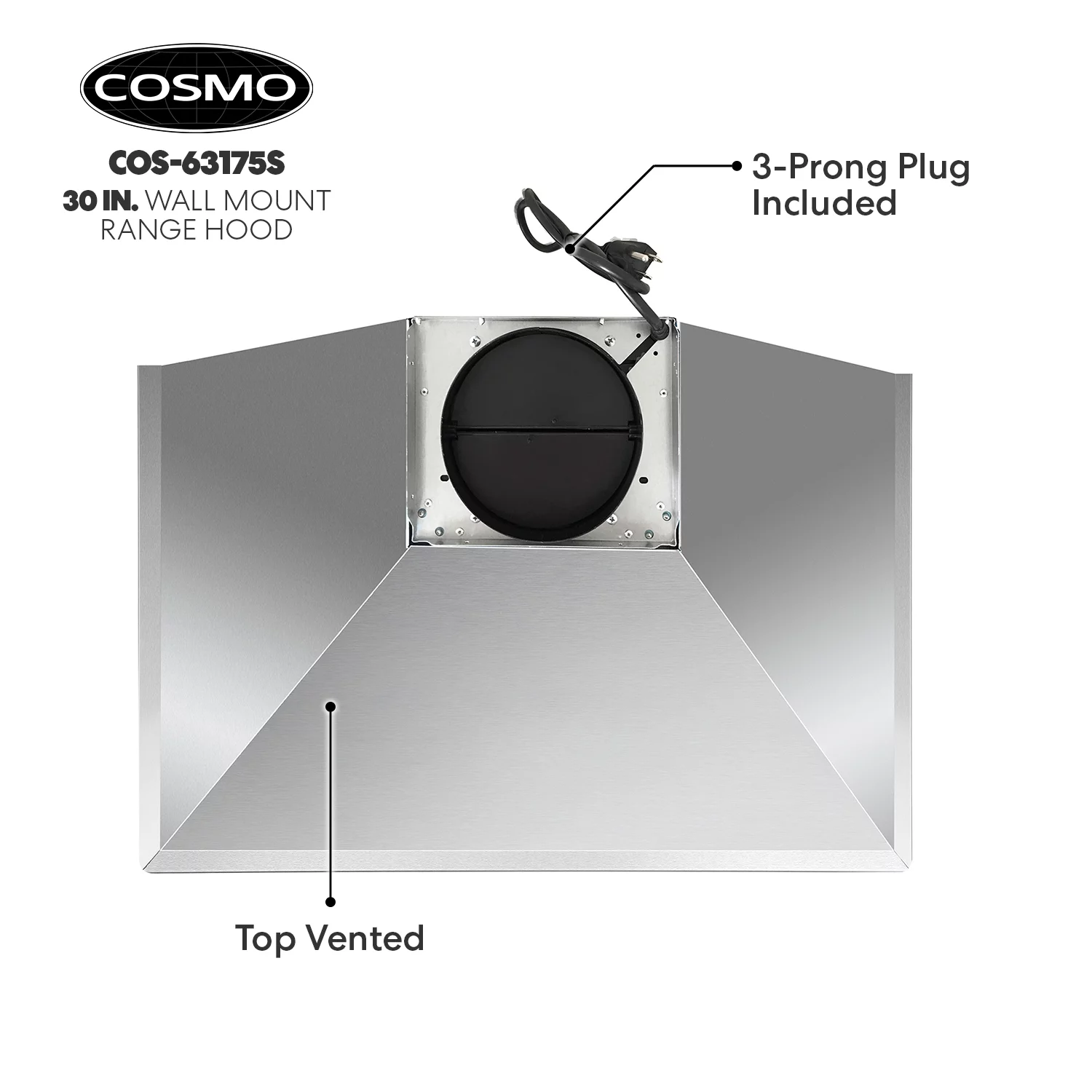 Cosmo 30 in. Ductless Wall Mount Range Hood in Stainless Steel with LED Lighting and Carbon Filter Kit for Recirculating