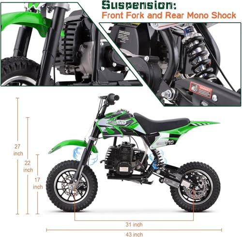 Superrio 49CC 2-Stroke Gas Power Mini Dirt Bike Dirt Off Road Motorcycle (Red)