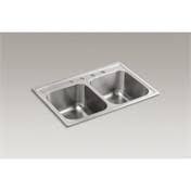 Kohler K-3847-4-NA Toccata 33x22 x 22x22 x 9-1/4x22 Top-Mount double-equal Kitchen Sink Stainless Steel