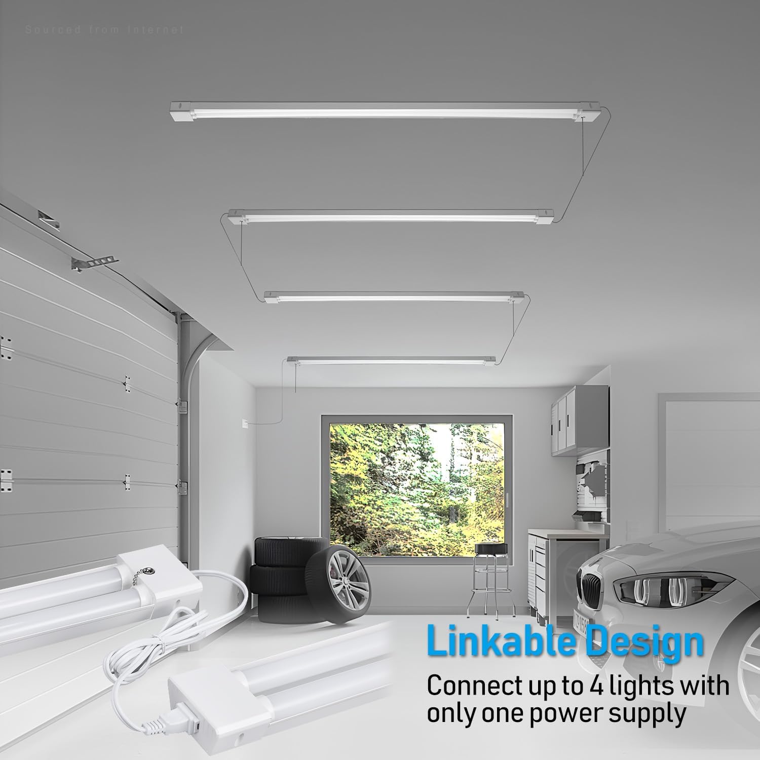LEONLITE 10-Pack LED Shop Light 4FT, Deep Reflector, 40W 5000K Daylight Linkable LED Shop Light, Plug in Shop Light with Pull Chain (ON/Off)