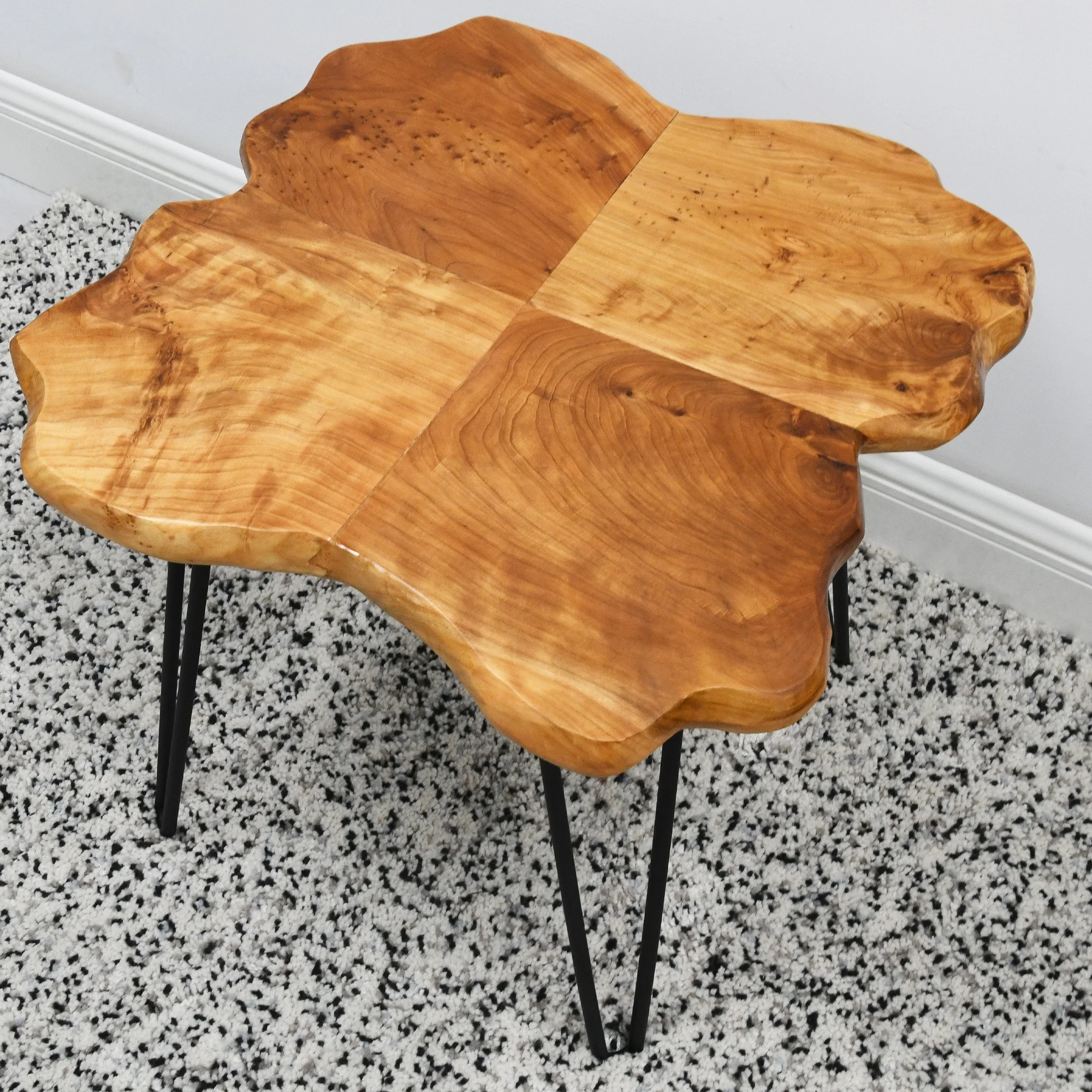 Greenage Live Edge Wood Coffee Table 4 Panels Table with Hairpin Legs Natural 21''