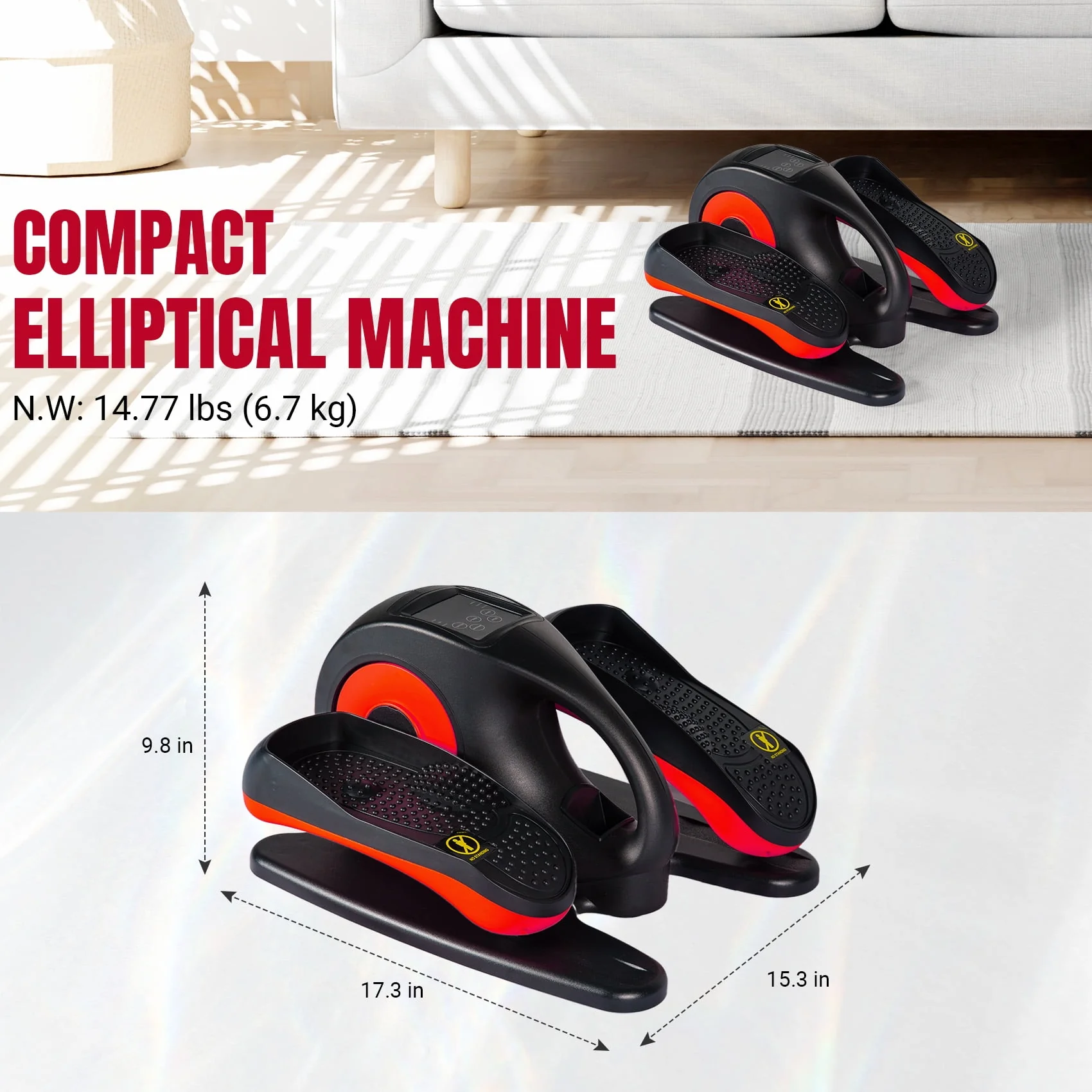 PROHIKER Under Desk Elliptical Machine for Home, Under Desk Bike Pedal Exerciser Electric Seated Elliptical