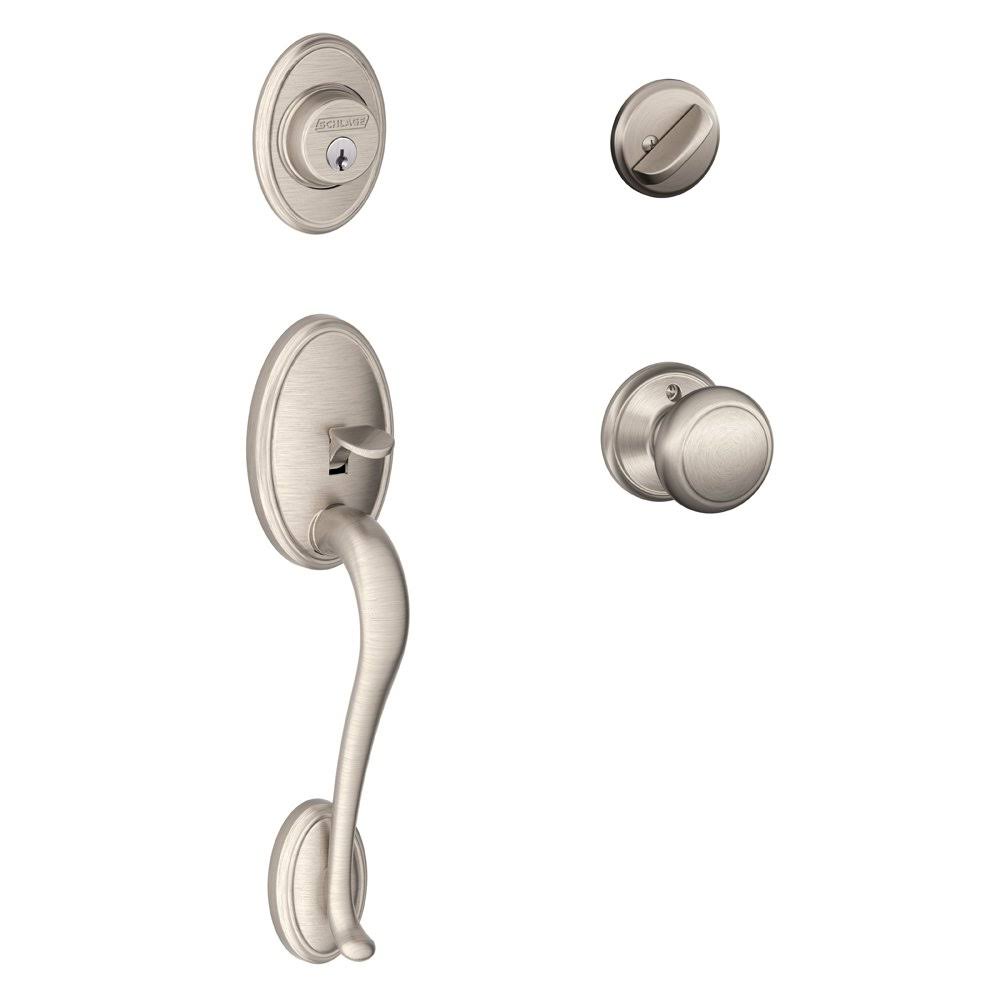 Schlage F60WKF619AND Wakefield Single Cylinder Handleset with Andover Knob Finish: Satin Nickel