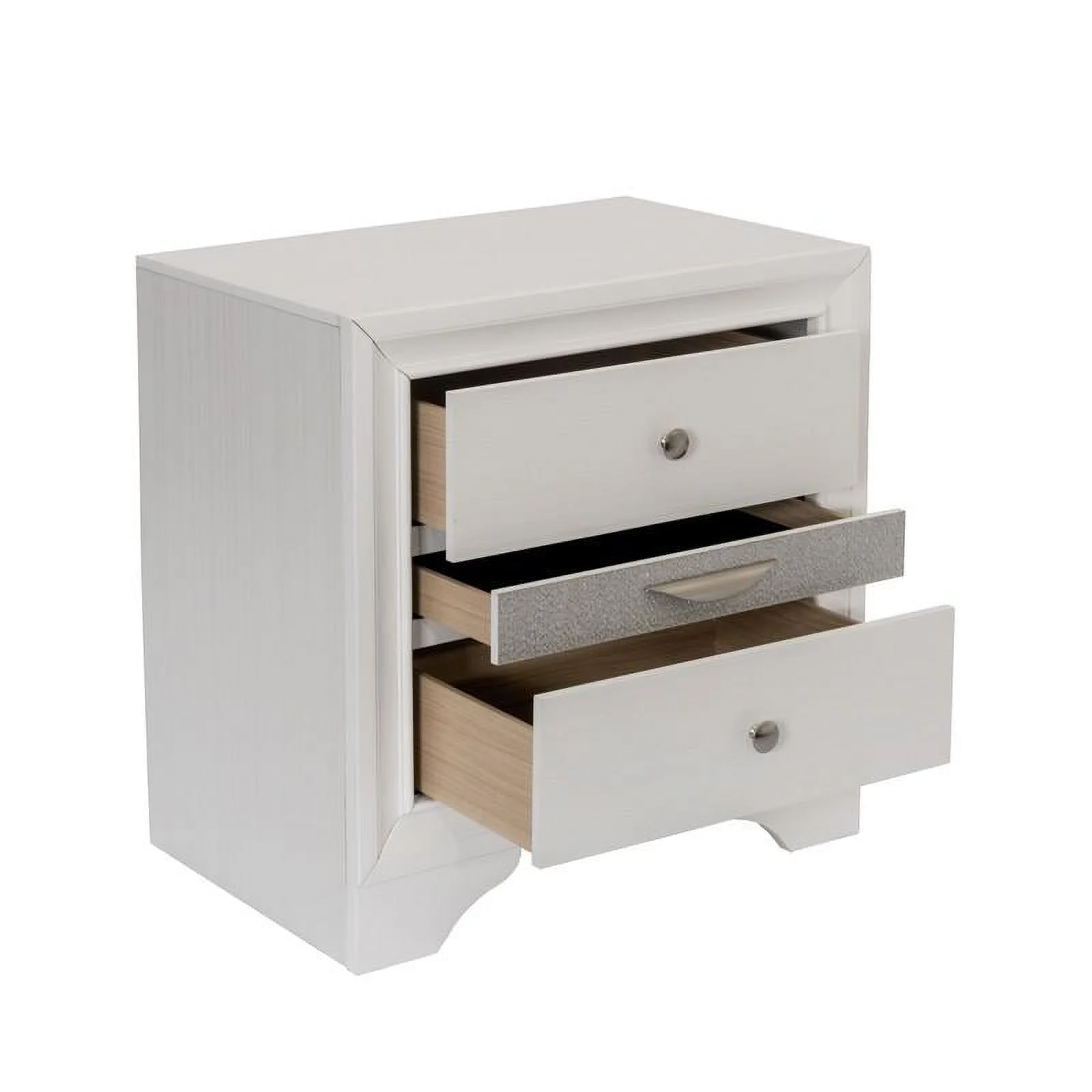 Chic White 3 Piece Bedroom Set with Eastern King Platform Bed