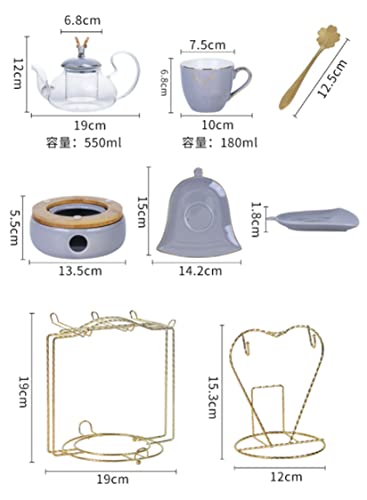 Ceramic Flower Tea Set Porcelain Coffee Set Service for 4 Fruit Flower Teapot Afternoon Tea Tea Tea Candle Can Be Heated for Adults Christmas Women