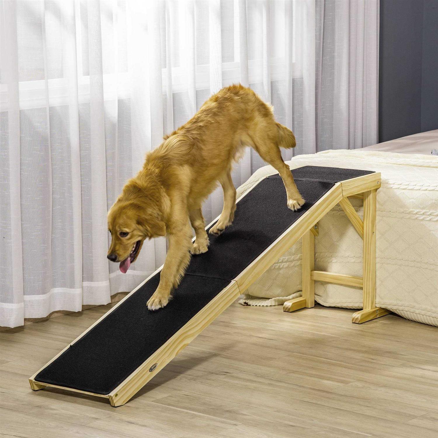 PawHut Pet Ramp, Dog Bed Ramp for Dogs with Non-Slip Carpet and Top Platform