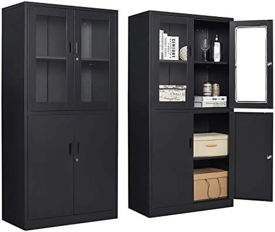 SQYTHGB Glass Display Cabinet Curio Cabinet with Glass Door and Adjustable Shelves  71"