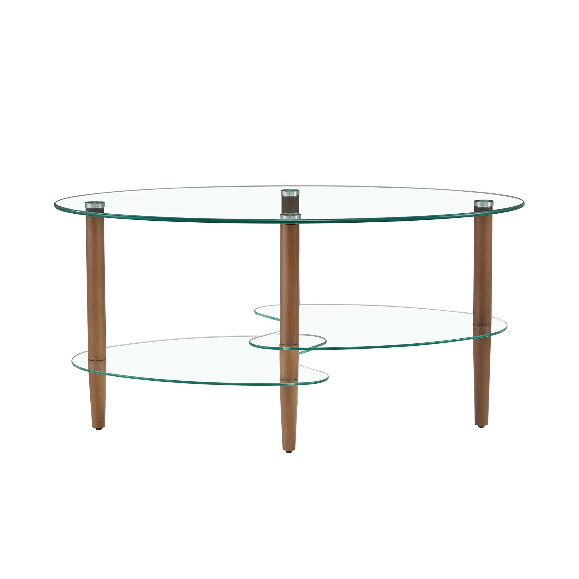 Modern Oval Glass Coffee Table with Storage for Living Room