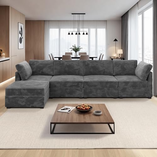 ovios 130.7" Modular Sectional Sofa Couch, U-Shaped Cloud Couches with 2 Ottomans Chaise