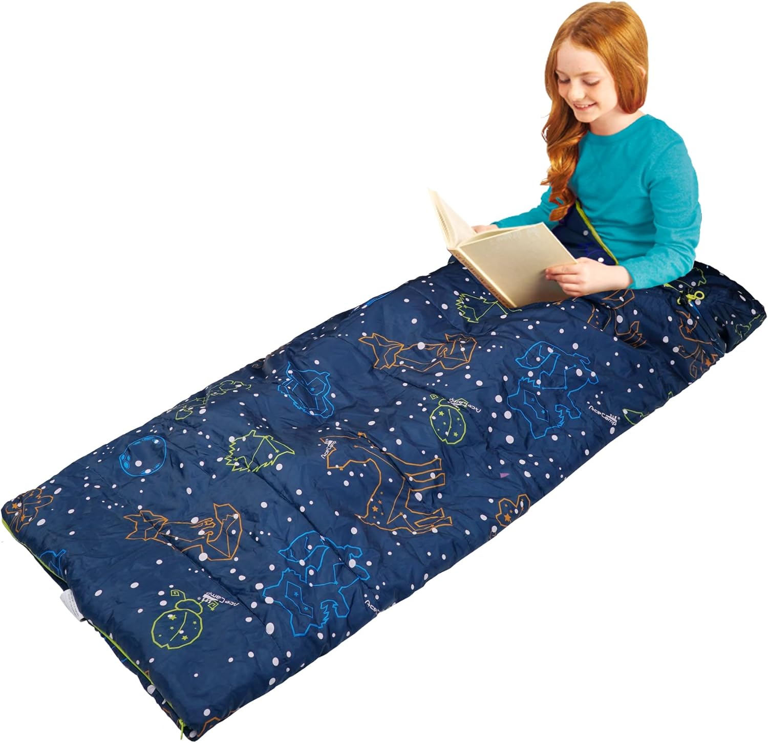 Acecamp Sleeping Bag,Outdoor,Travel,Camping,Hiking,0 Degree Sleeping Bag for Kids Teenagers Youth Sleeping Bag, Glow in The Dark