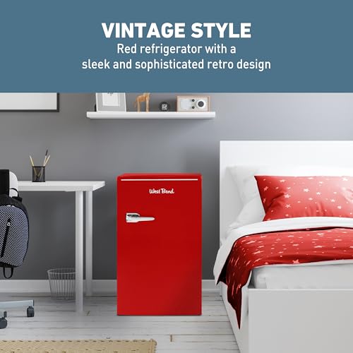 West Bend Mini Fridge with Freezer Retro-Styled for Home Office or Dorm