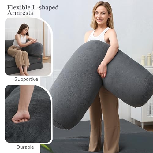 COMAX Folding Sofa Bed, Convertible Chair Bed Corduroy 3-in-1 Foldable Floor Couch with High-Density Foam, Futon Sofa Sleeper Mattress
