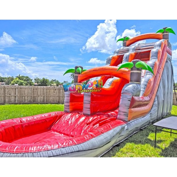 18 feet Volcano Adult Commercial Castillo non floating adult inflatable water slide
