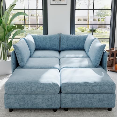 Oversized Modular Storage Sectional Sofa Customizable Seating Group Sofa&Couch Convertible Sleeper Sofabed with Movable Ottomans and Seat