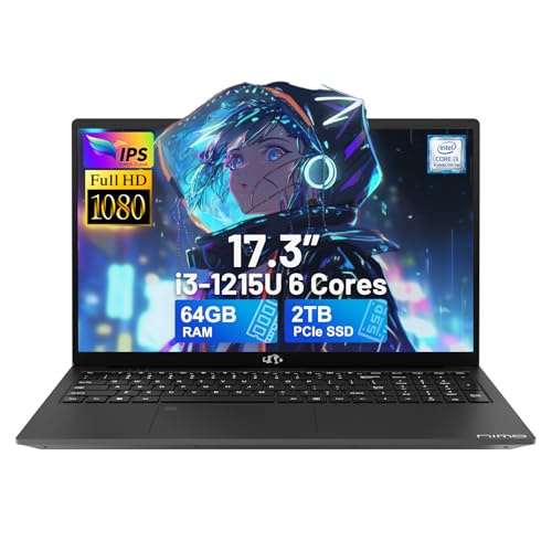 NIMO 17.3" IPS FHD-Laptop, Intel 6 Cores i3-1215U 16GB RAM 512GB SSD (Beat Ryzen 5 7520U