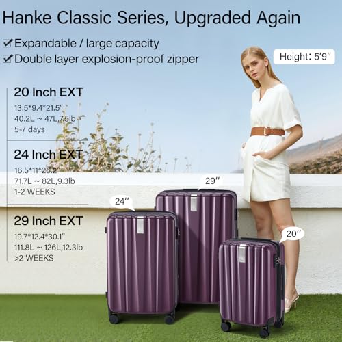 Hanke 29 Inch Luggage Suitcases With Spinner Wheels Lightweight PC hardside Rolling Suitcase With Travel Lock, Checked-Large 29-Inch(Blackish Green)