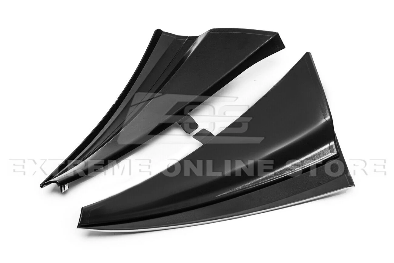 Replacement For 2014-2019 Chevrolet Corvette C7 ALL Models | GM Factory XL Extended Style PRIMER BLACK Front Side Splash Guards Mud Flap Pair