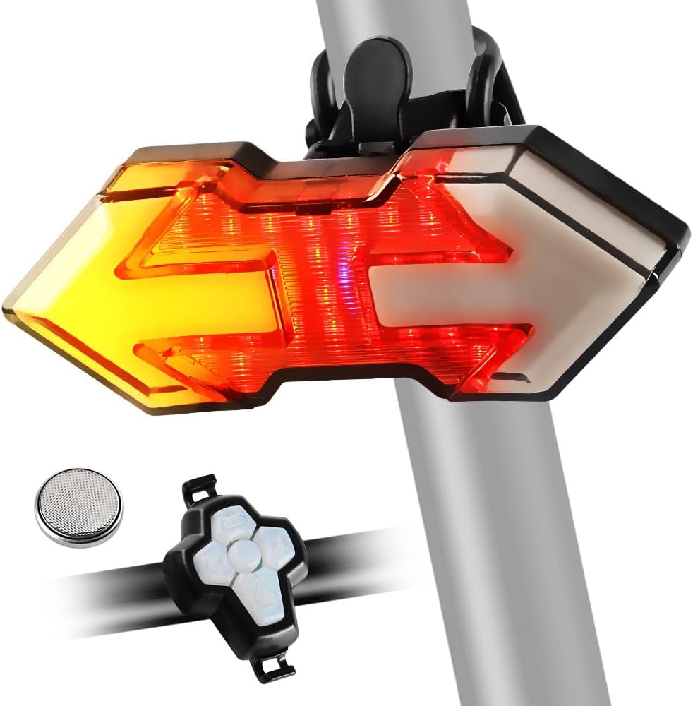 Bike Tail Light with Turn Signals, USB Rechargeable Wireless Remote Control-11 Modes Bright LED Rear Bicycle Light