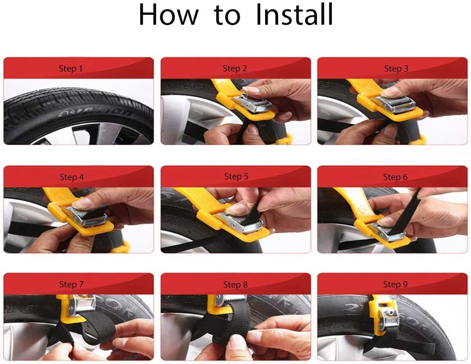 Maso Snow Chains 10Pcs Anti-Skid Snow Chains for Tyres Portable Easy to Mount Emergency Traction Car Snow Tyre Chains Universal for Tyres Width