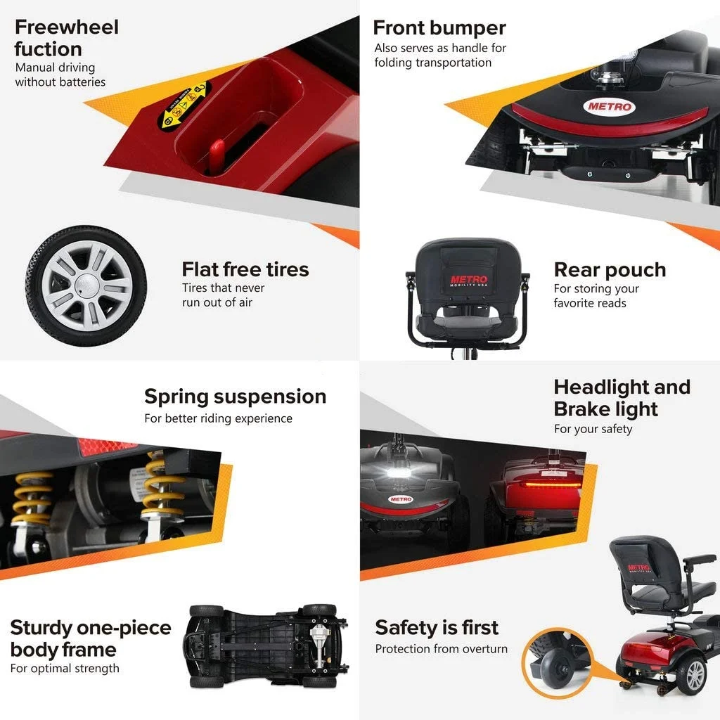 Outdoor Motorized Electric Carts for Senior, Heavy Duty Electric Scooters with 4 Wheel, Sliding Swivel Seat with Flip-Up Armrests for Adults