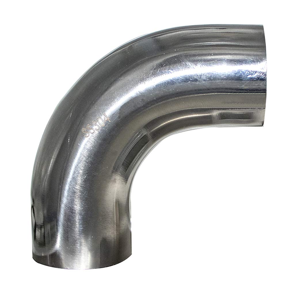Stainless 4" 90 Degree Mandrel Bend Elbow - 14GA/.078" Wall - 1.5" Leg - SS304 Stainless Steel Exhaust Elbow Piping for Car Exhaust Pipe Modified