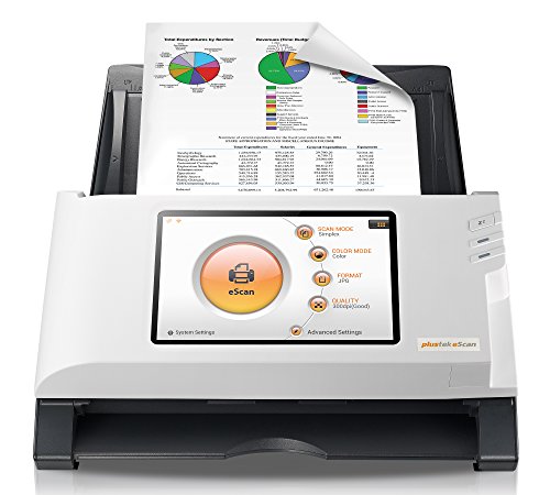 Plustek eScan A350 Wireless Network Document Scanner -25 ppm + Stand Alone 7" Touchscreen - 50 Sheet auto Document Feeder (ADF)