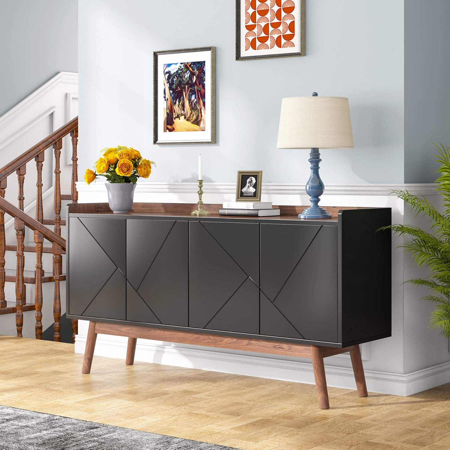 Tribesigns Sideboard Buffet Cabinet with Storage 55" Kitchen Sideboard Cabinet, Wood Coffee Bar Cabinet with Doors, Accent Sideboard Cabinet