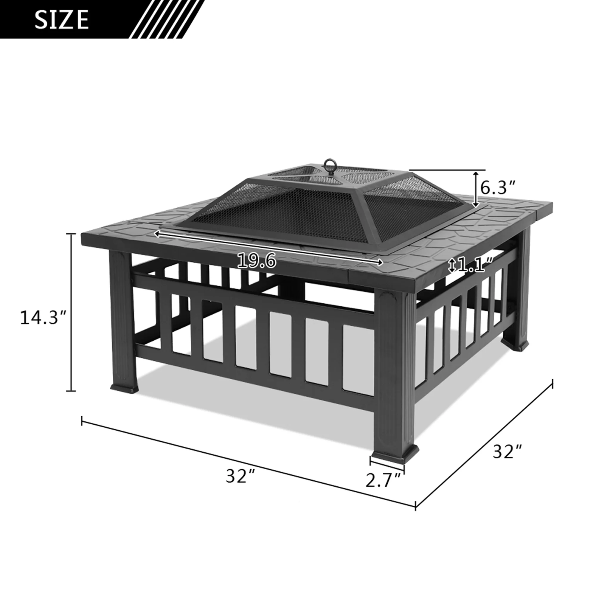 Fire Pit for Outside, 19 inch Stainless Steel Smokeless Bonfire Wood Burning Fire Pit with Removable Ash Pan