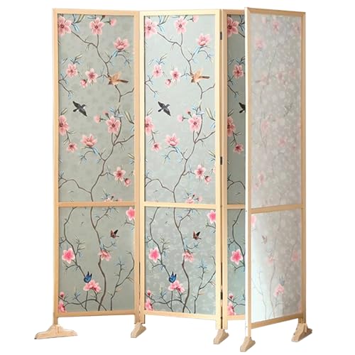 Portable Room Separators Divider Wall, 4 Panel Privacy Partition Rustic Folding Screen for Studio Apartment