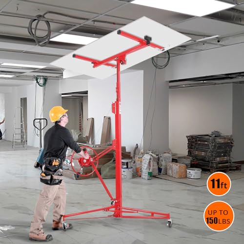Drywall Lift 11FT, Drywall Jack Lift for Ceiling, Adjustable Panel Hoist, 150LBS Heavy Duty Drywall Lifter