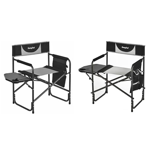 SUNNYFEEL Oversized Camping Directors Chair 2 Pack, Portable Folding Lawn Chairs for Adults Heavy Duty with Side Table,Pocket for Beach, Fishing