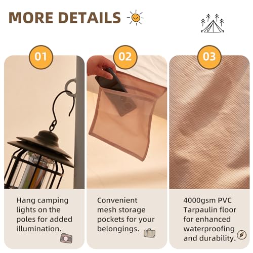 YOLENY Bell Ten 4/6/8/10 Person 4 Season, Yurt Tent Waterproof Glamping Tents w/Stove Jack for Family Camping Outdoor Party