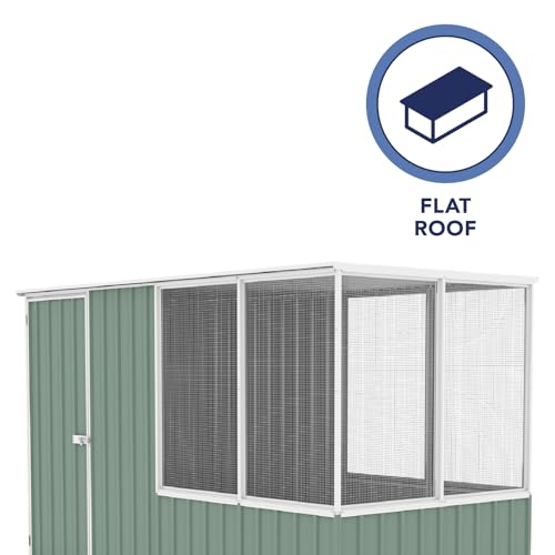 Absco Poultry Paradise: Large Chicken Coop & Chicken Run, 5'x5' Pale Eucalypt Green with Mesh Panels, Side Access Door, Aviary