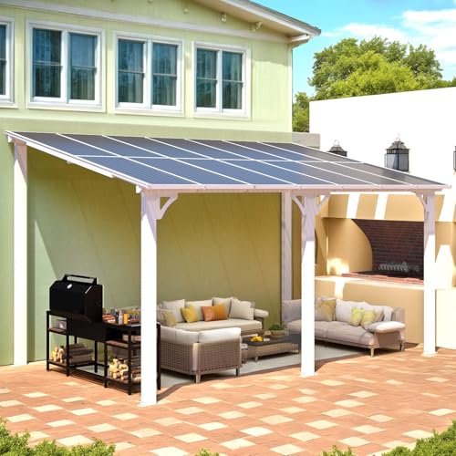 AECOJOY 10&rsquo; x 10&rsquo; Gazebo, Wall Mounted Gazebos Pergola on Clearance, Outdoor Patio Lean to Gazebo Awnings for Deck, Porch